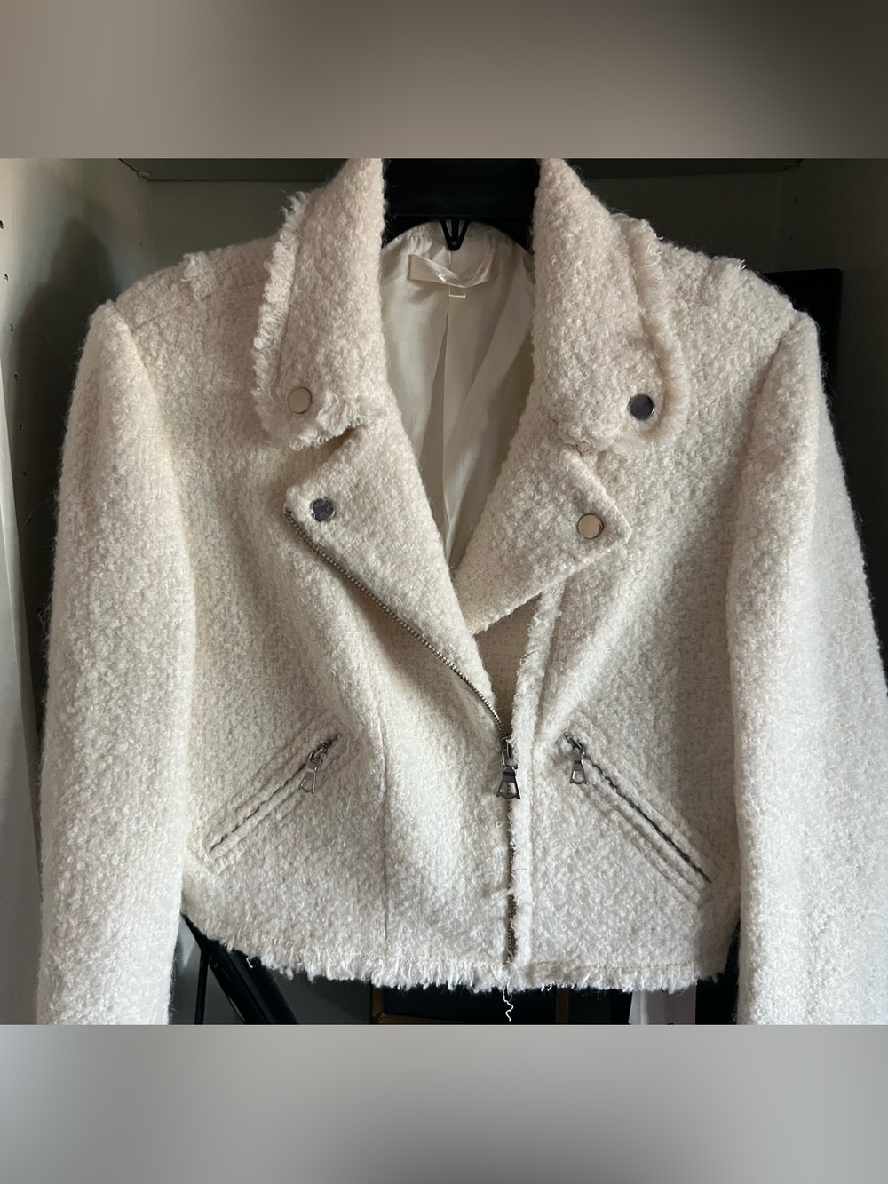 LoveShackFancy Lorenzo Boucle Cream Jacket Coat Blazer S